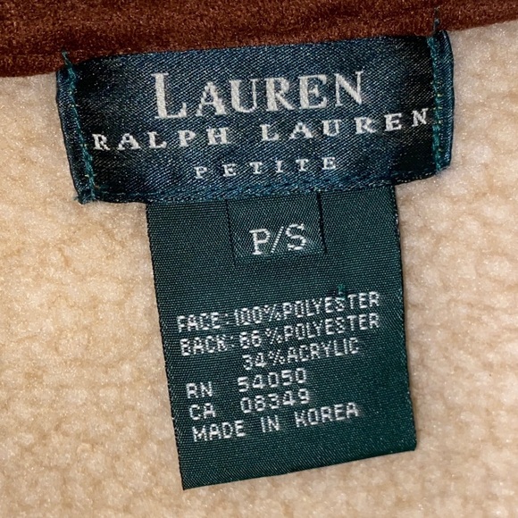 Lauren Ralph Lauren hooded faux suede sherpa-lined vest in brown Size P/S - Picture 7 of 7